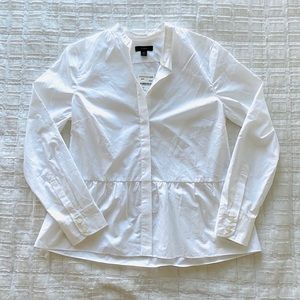 J. Crew White Peplum Button-Up XS
